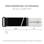 Klett Kabelbinder mit Metallöse entgegengesetzt 38mm x 400mm Schwarz